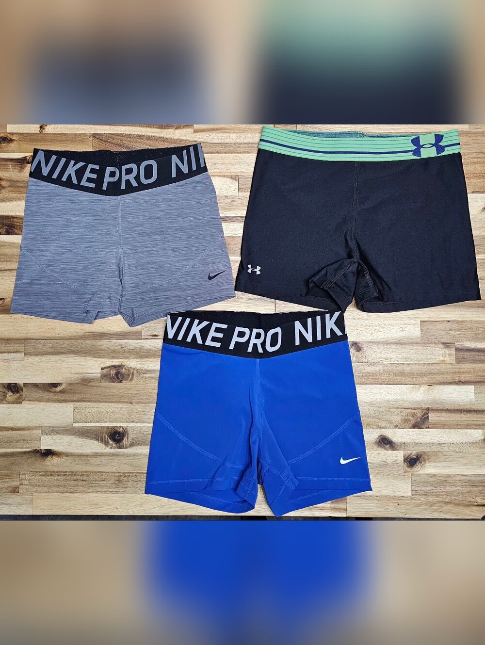 4 Pairs Of 3in Compression Shorts - Blue, Gray, Black